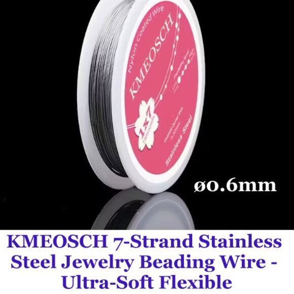 KMEOSCH Silver 7-Strand Nylon Coated Stainless Steel Beading Wire ø0.6mm - Picture 1 of 3